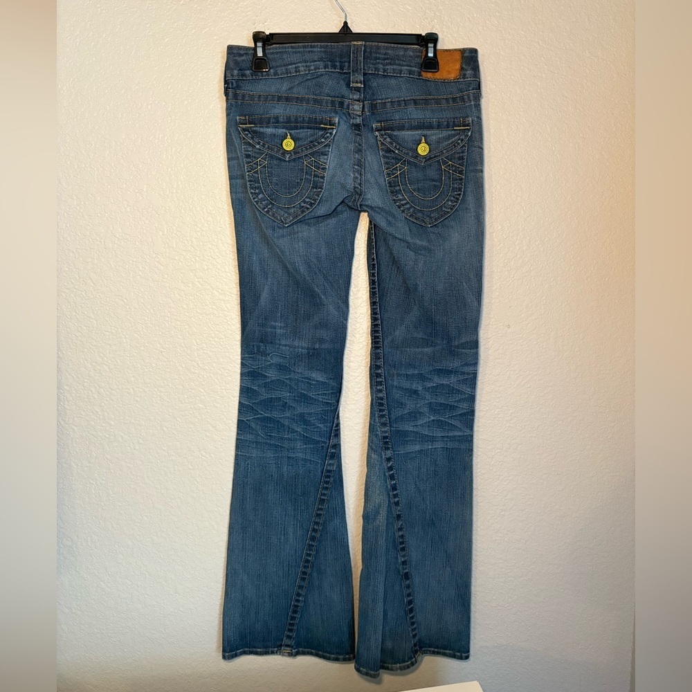 True Religion Flare Boot Cut Jeans Low Rise Medium Wash Women 28